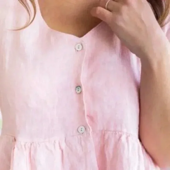 Jillian Harris X Priv Linen Hamptons Jilly Baby Doll Dress Light Pink Size Small - Picture 8 of 13